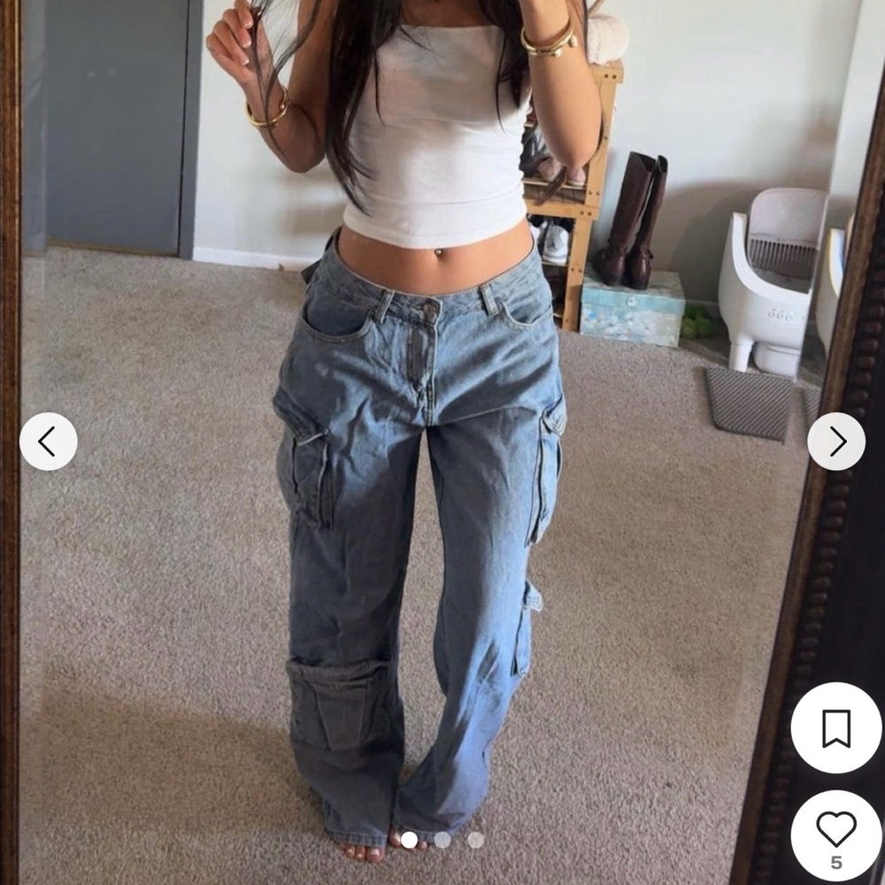 White Fox Boutique Light Blue Cargo Jeans